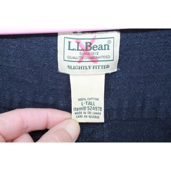 LL Bean 1912 Field Flannel Shirt Hooded Slightly Fitted Untucked Fit L Tall - Picture 7 of 11
